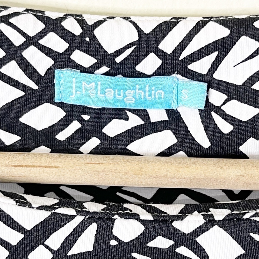 J. McLaughlin Black White Marble Print 3/4 Sleeves Ruched Sage Dress Small - Picture 5 of 9